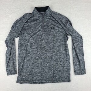 Under Armour Sweater Mens Medium Black Gray Heathered Loose Heatgear Performance